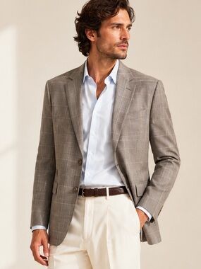 Michael Kors Tailored Windowpane Wool Blazer Quiet Luxury Sz 50R